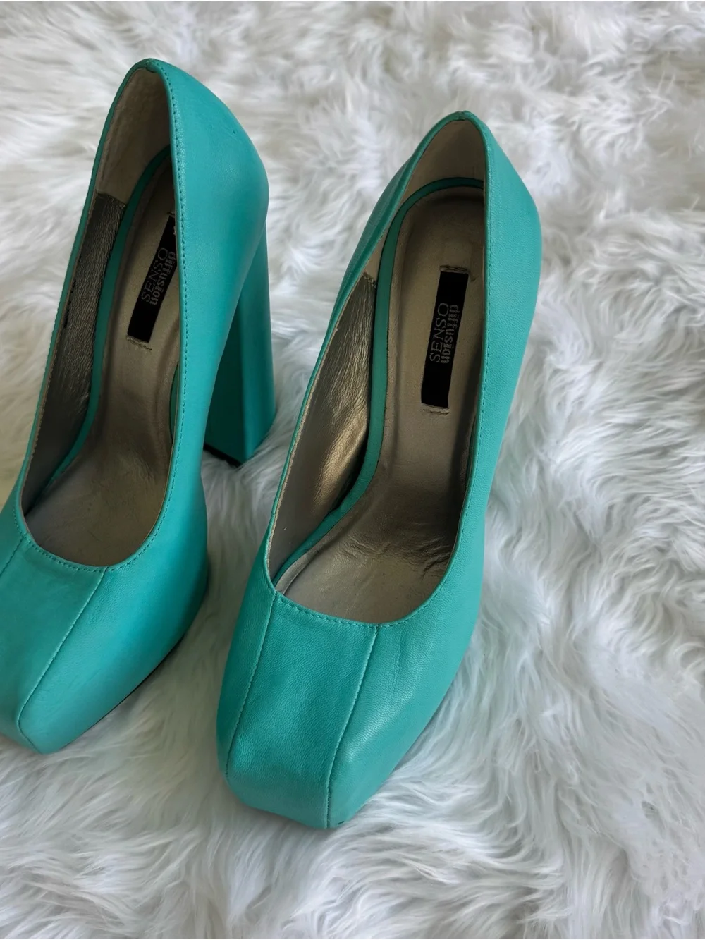 LF  Turquoise Platform Block Heels